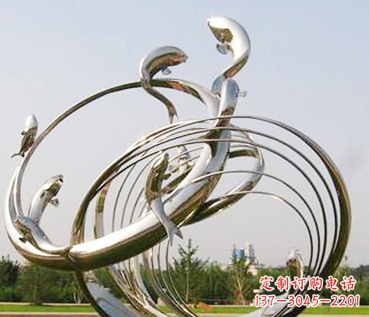 天津不锈钢海豚雕塑美丽而又神秘
