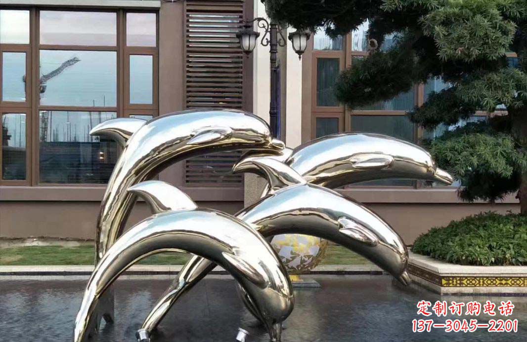 天津不锈钢海豚跳跃雕塑