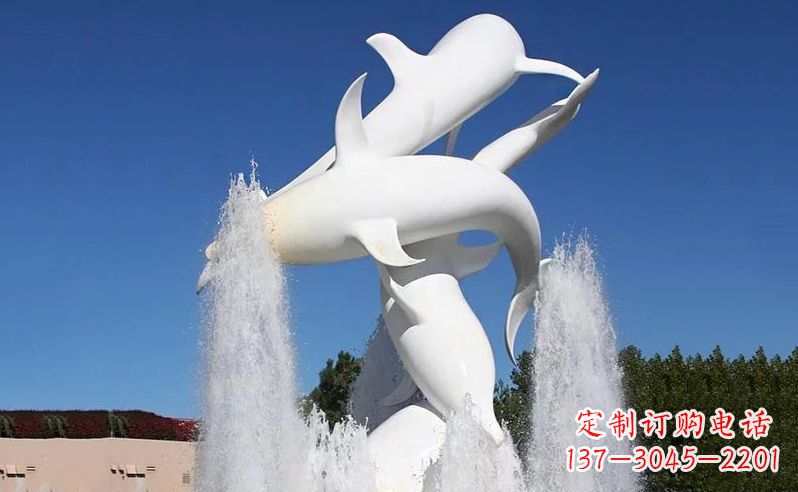 天津不锈钢海豚喷泉雕塑 (3)