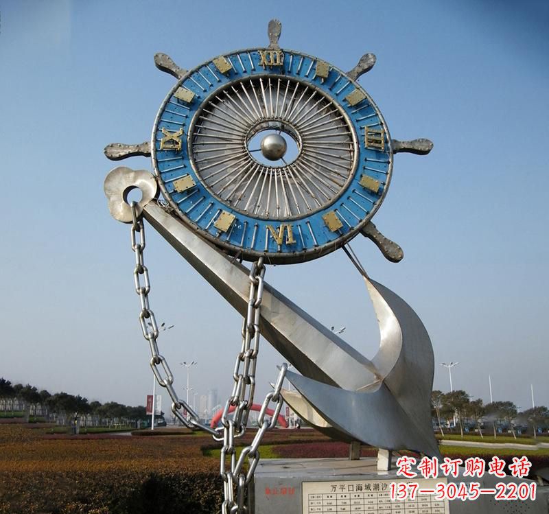 天津不锈钢海洋船舵雕塑海洋之美的象征