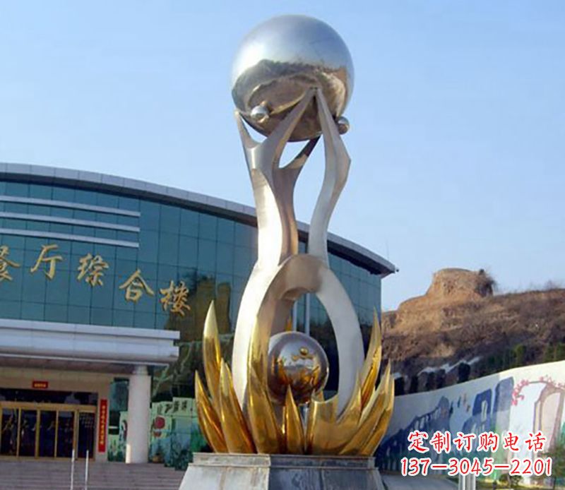 天津不锈钢荷叶托球雕塑艺术之美