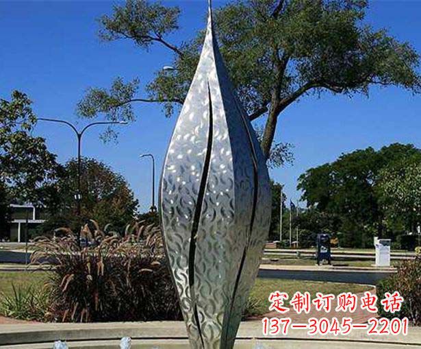 天津不锈钢花骨朵喷泉雕塑精致细节展现精美艺术
