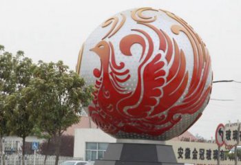 天津不锈钢凤凰浮雕圆球雕塑精美雕塑把艺术带到生活中