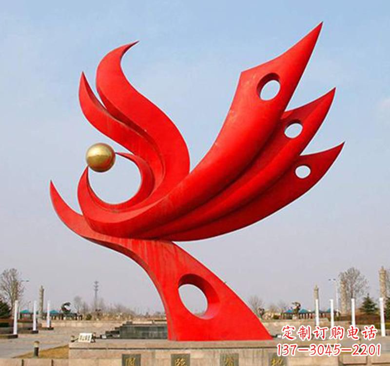 天津不锈钢火凤凰动物雕塑