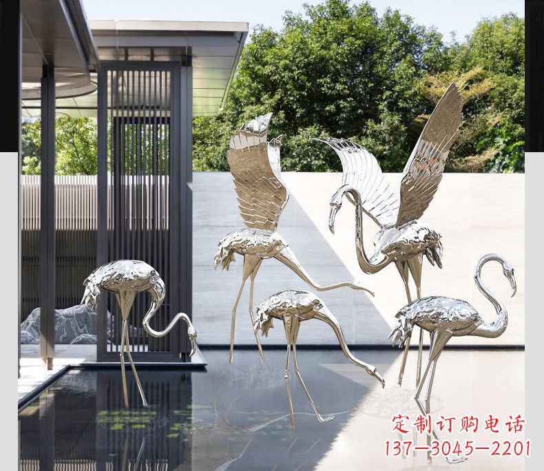 天津不锈钢火烈鸟展翅雕塑