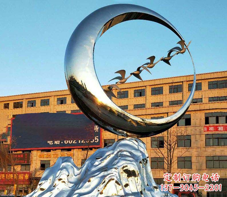 天津不锈钢假山大雁雕塑