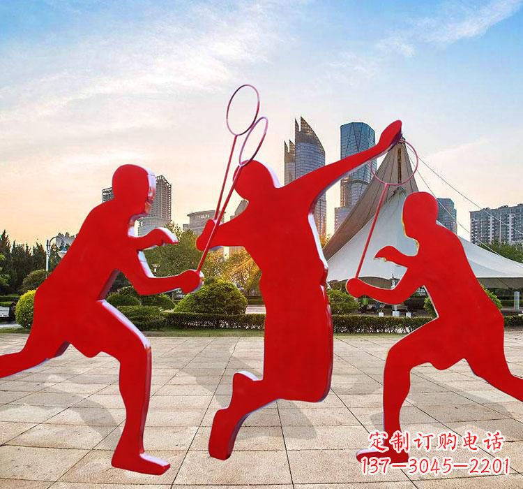 天津不锈钢剪影打羽毛球雕塑