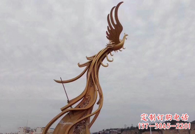天津不锈钢金凤凰雕塑2