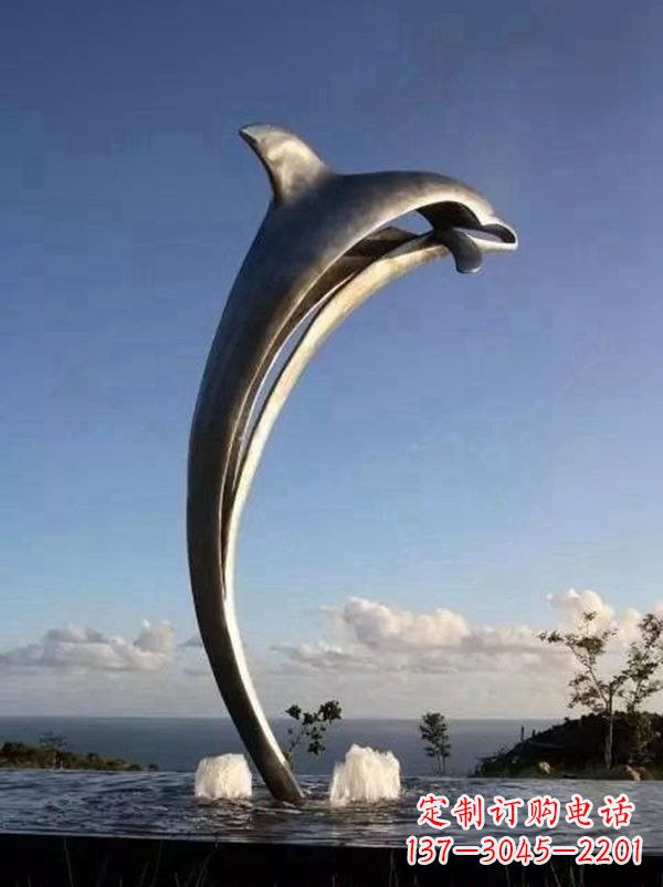 天津不锈钢景区大型抽象海豚雕塑