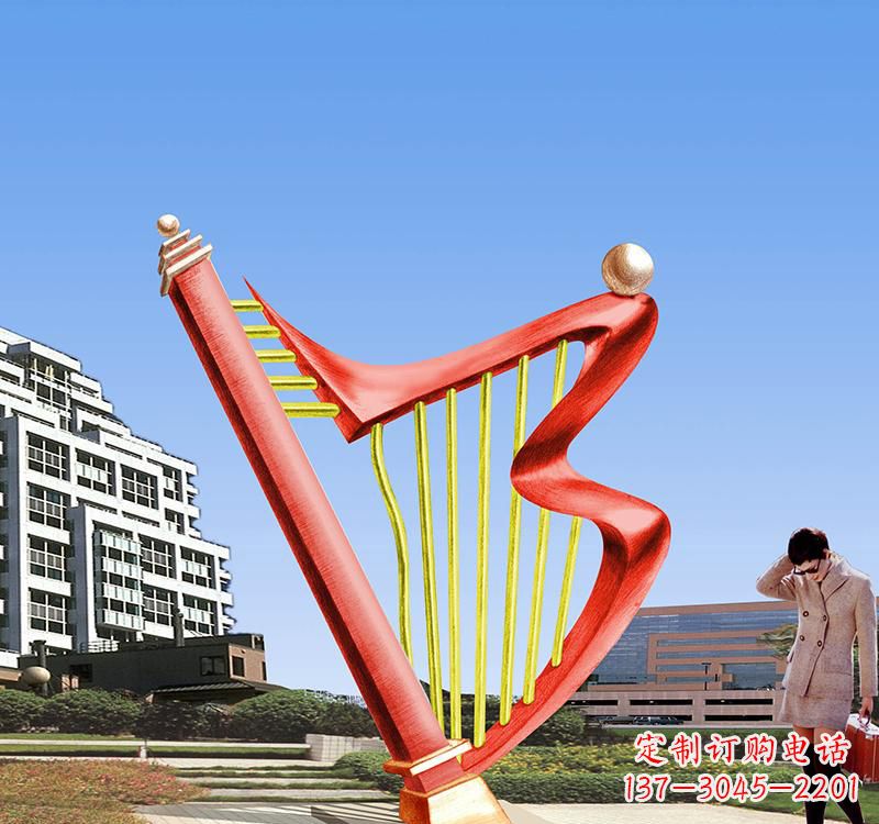 天津不锈钢景区竖琴雕塑