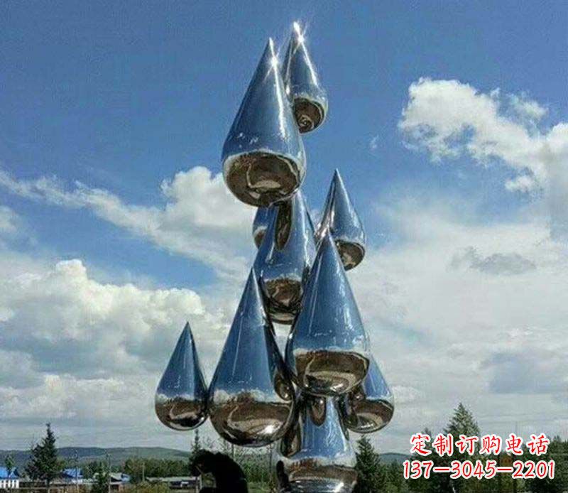 天津不锈钢镜面大型水滴雕塑——艺术精美、精致优雅