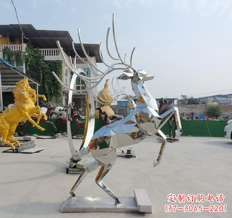 天津精美不锈钢镜面动物鹿雕塑