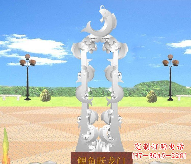天津不锈钢鲤鱼跃龙门广场雕塑