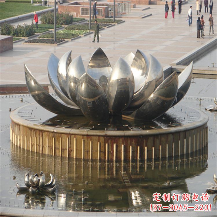 天津不锈钢莲花荷花喷水喷泉-公园景区水景雕塑