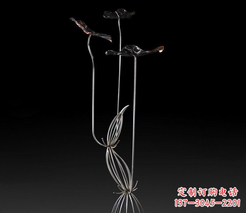 天津不锈钢荷叶雕塑——给大厅景观带来清新气息