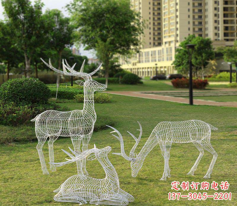 天津不锈钢镂空梅花鹿雕塑1