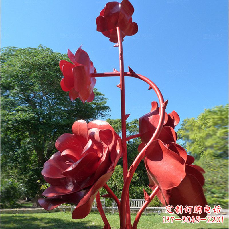 天津不锈钢玫瑰花雕塑景观摆件