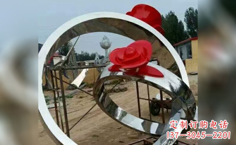 天津不锈钢玫瑰花戒指雕塑