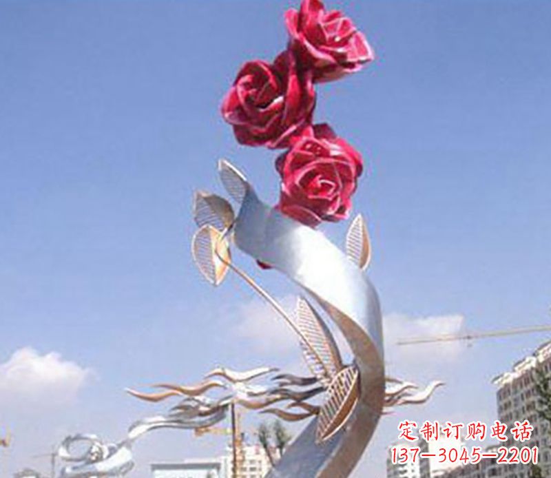 天津不锈钢玫瑰雕塑精美的艺术品
