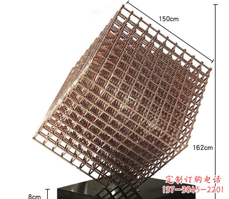天津玫瑰金色几何雕塑