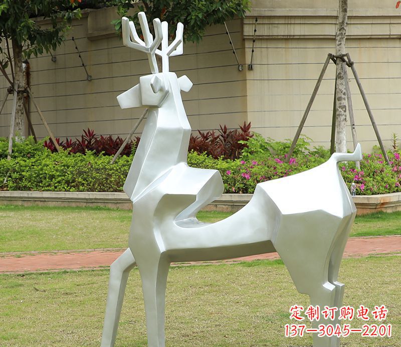 天津不锈钢美陈动物雕塑——鹿