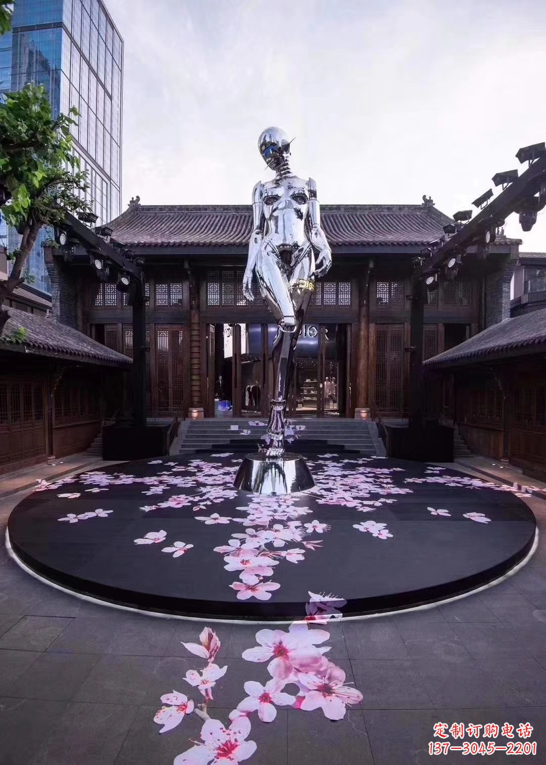 天津不锈钢美女雕塑 大型城市景观人物雕塑