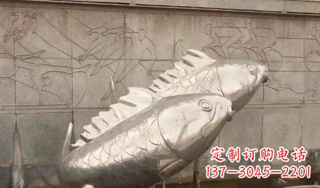 天津不锈钢喷泉鱼雕塑美丽装点城市