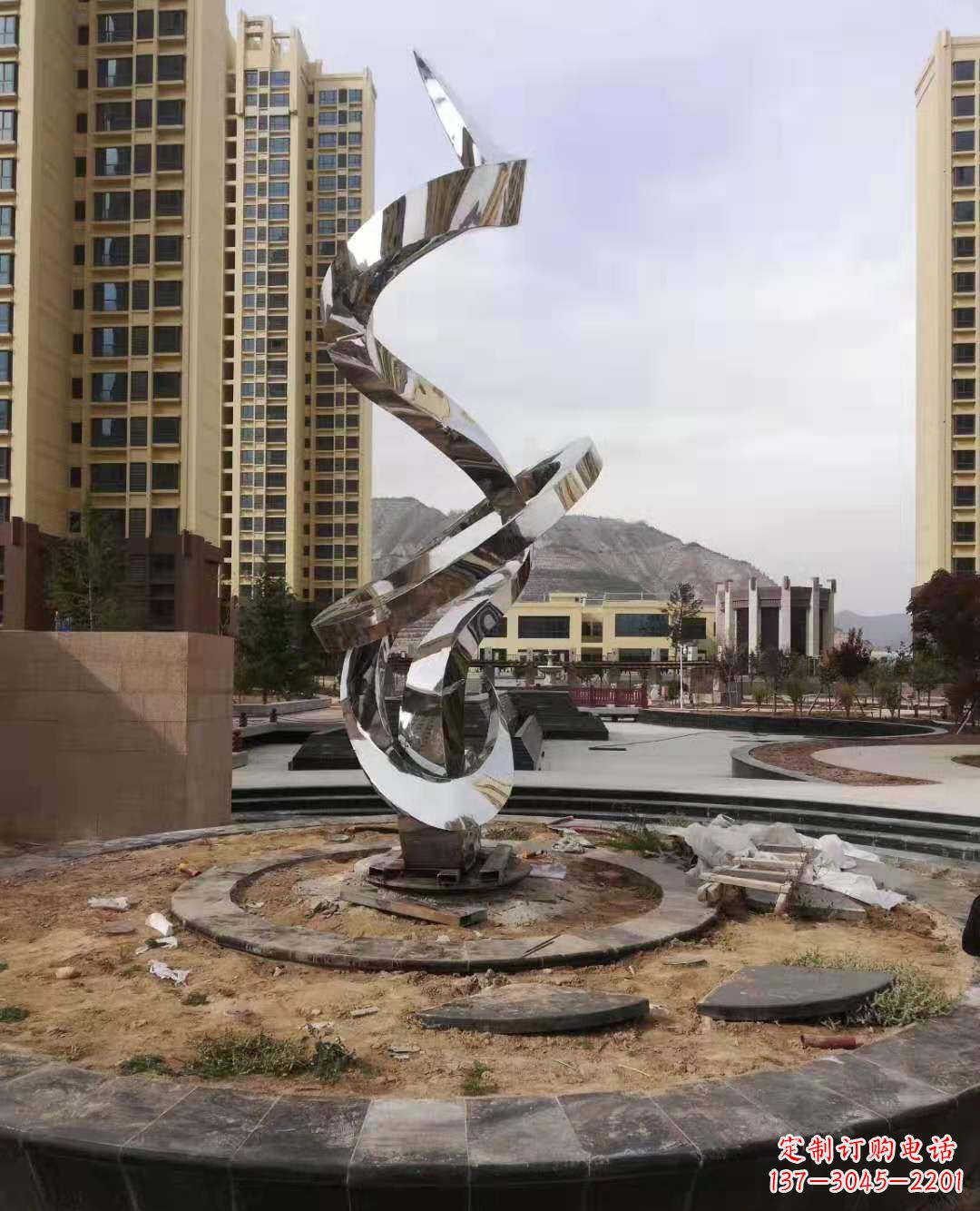 天津不锈钢飘带雕塑广场景观雕塑户外摆件公园景观雕塑