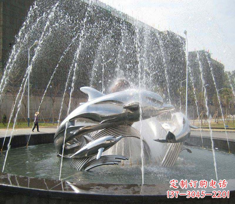 天津不锈钢商场大型景观鱼喷泉展现雕塑之美