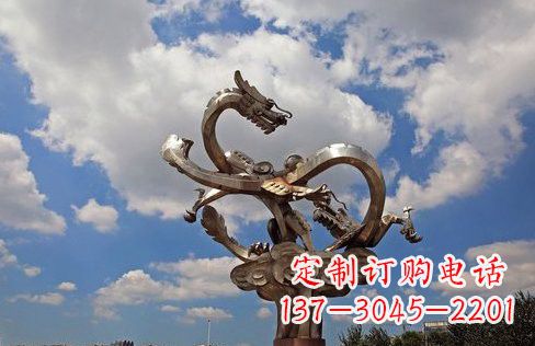 天津不锈钢双龙戏珠雕塑——千古传说的艺术瑰宝