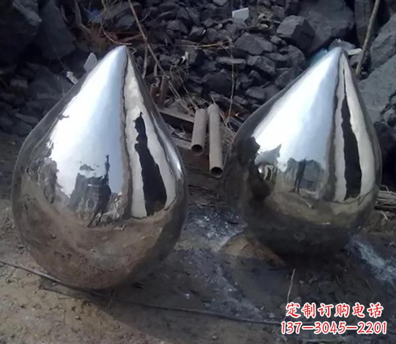 天津不锈钢水滴雕塑美丽绽放