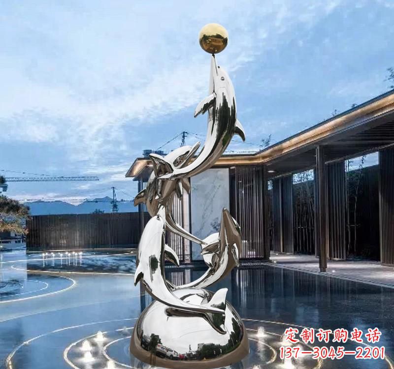天津海豚的优雅身姿——不锈钢水景雕塑