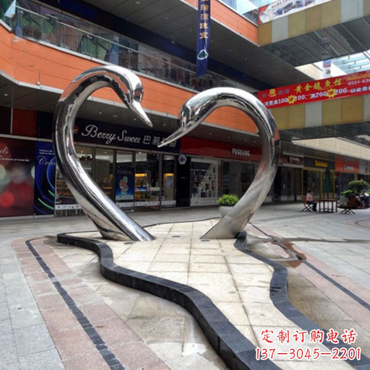 天津不锈钢天鹅爱情雕塑把浪漫永恒的爱情永久凝固