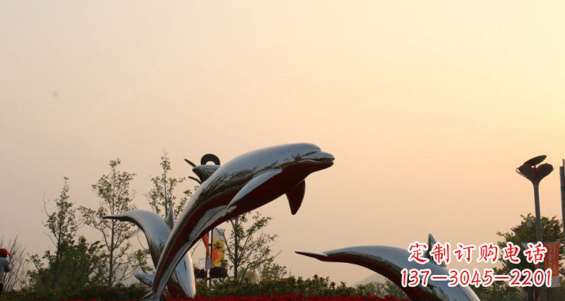 天津不锈钢海豚雕塑跳跃的美丽