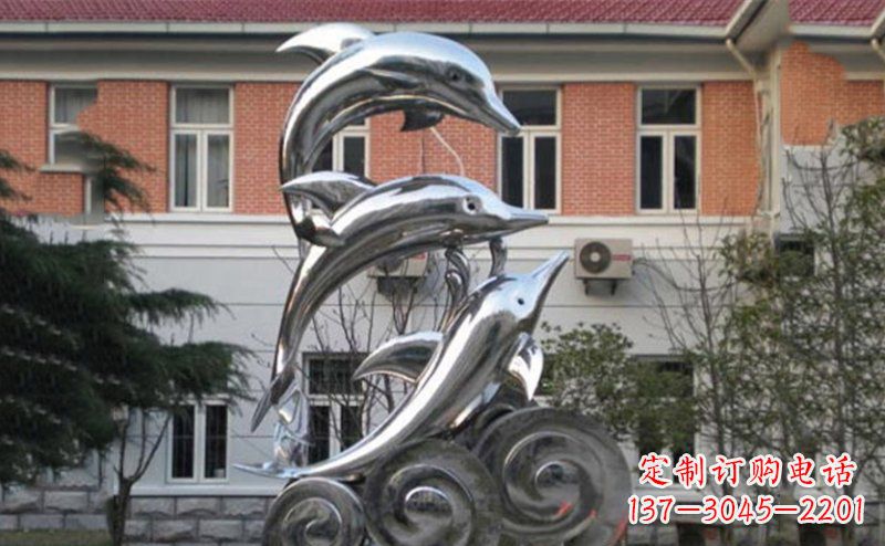 天津不锈钢跳跃海豚雕塑