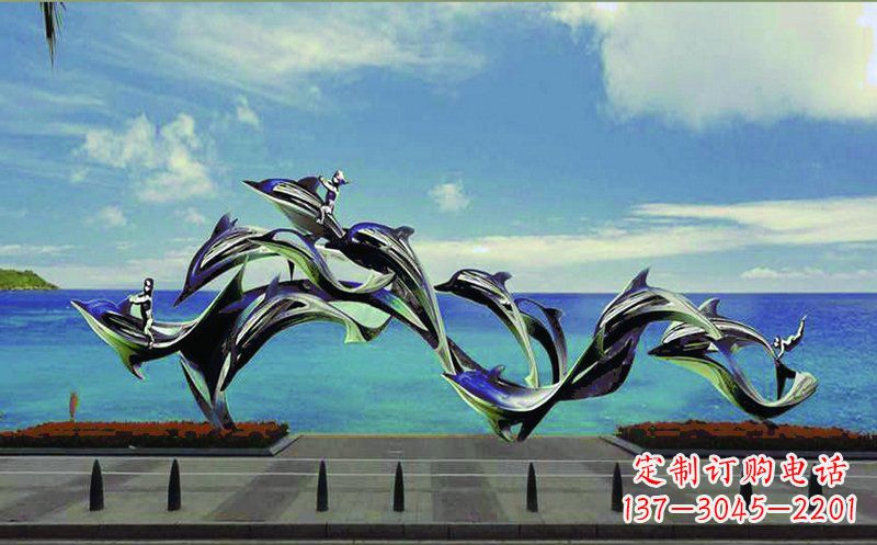 天津不锈钢海豚广场雕塑——精致而又活泼
