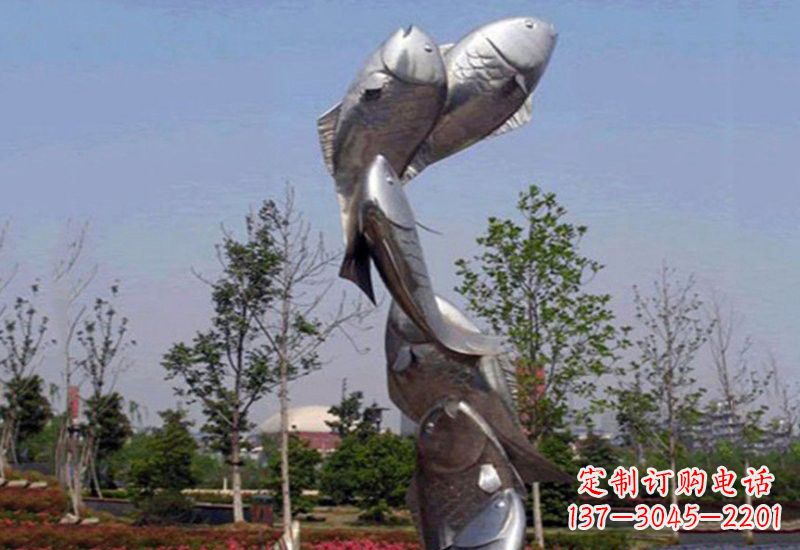 天津不锈钢跳跃的鲤鱼雕塑