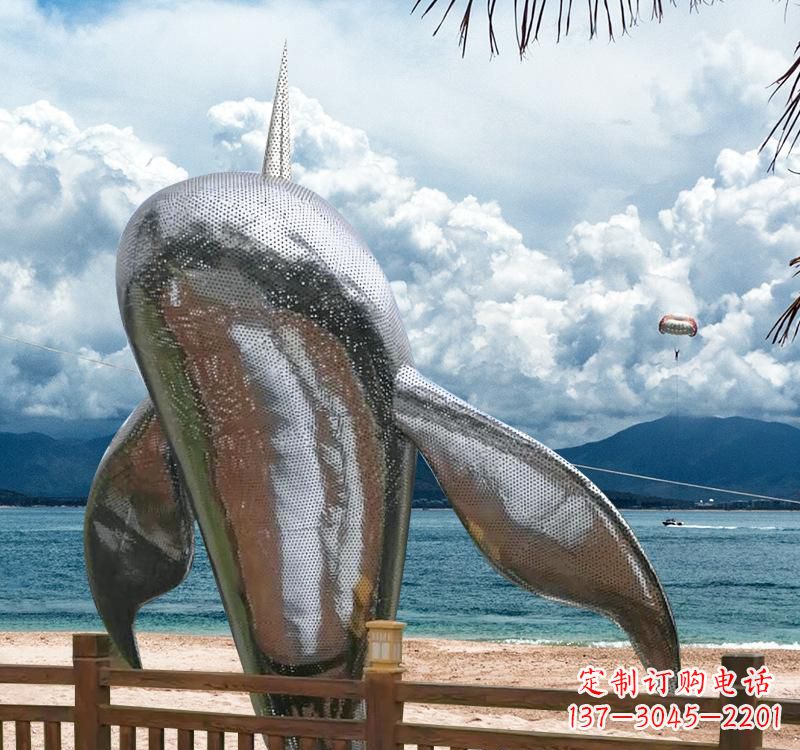 天津不锈钢鲸鱼雕塑精美绝伦