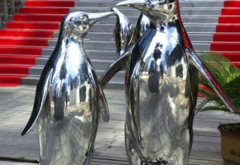 天津不锈钢企鹅雕塑传递着浓浓爱意