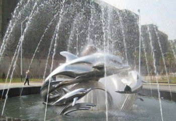 天津不锈钢商场大型景观鱼喷泉展现雕塑之美