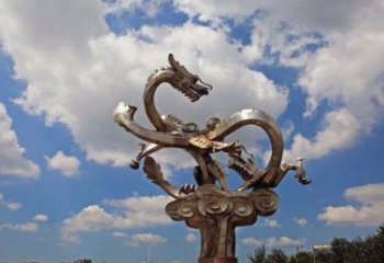天津不锈钢双龙戏珠雕塑——千古传说的艺术瑰宝