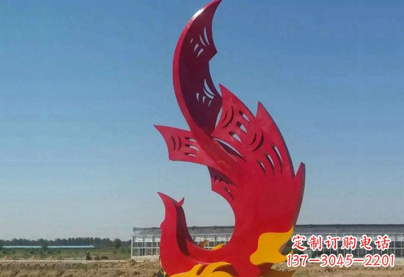 天津凤凰雕塑传承不锈钢园林艺术
