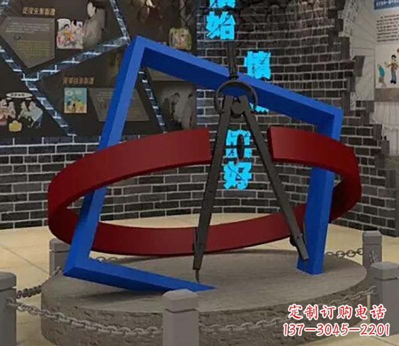 天津不锈钢圆规雕塑实现景观美化的艺术之作
