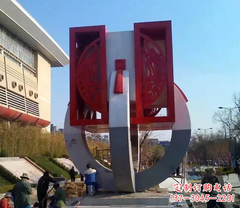 天津不锈钢圆环雕塑象征着永恒的美