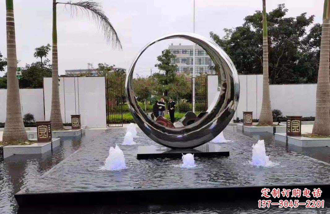 天津圆环景观喷泉雕塑视觉与声音的完美结合