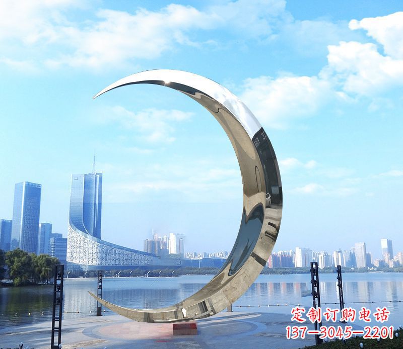 天津不锈钢月亮雕塑象征着美丽的月亮