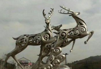 天津梅花鹿雕塑——祥云梅花鹿广场的标志