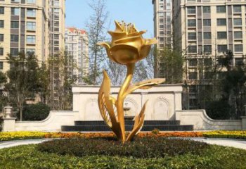 天津不锈钢小区玫瑰花雕塑浓郁情感的视觉体验