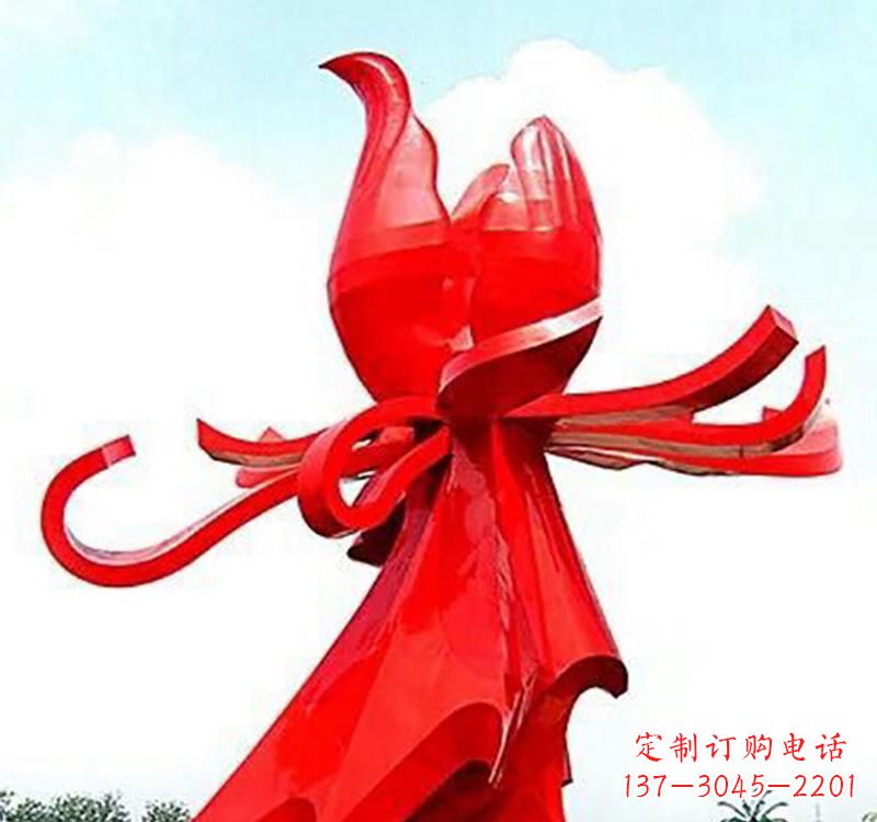天津不锈钢玫瑰雕塑,传递爱与和平