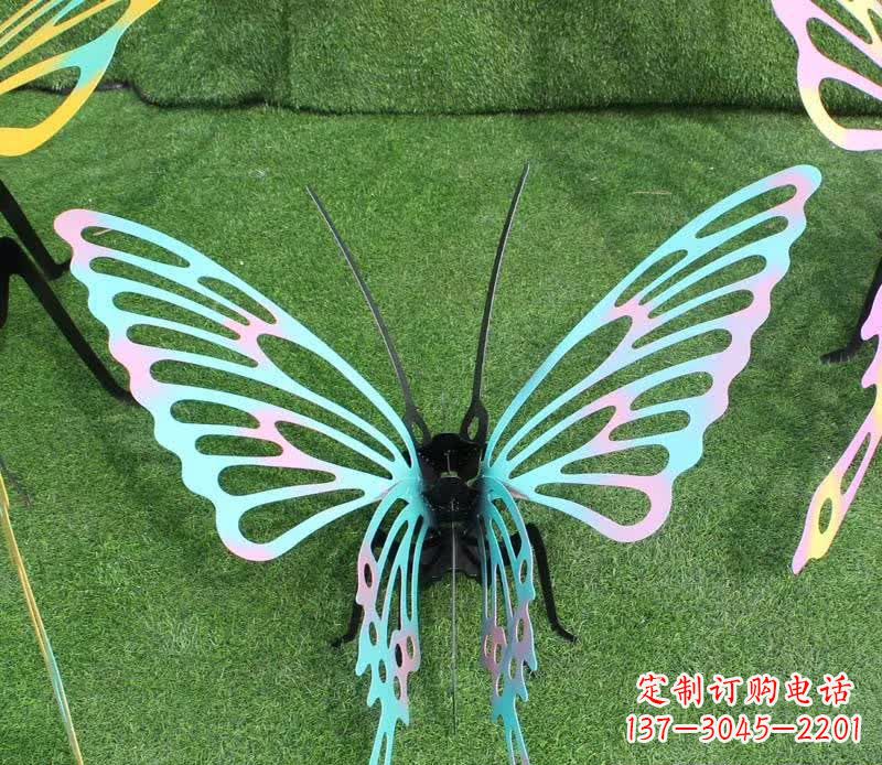 天津彩色不锈钢镂空蝴蝶雕塑精美又充满生机